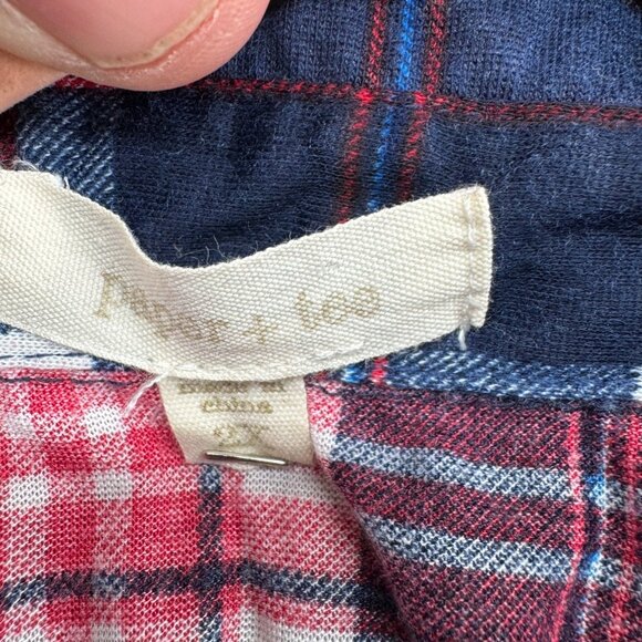 Paper Tee Plaid Button-Up Shirt Red & Blue Cotton Blend Size 2XL - Picture 3 of 7